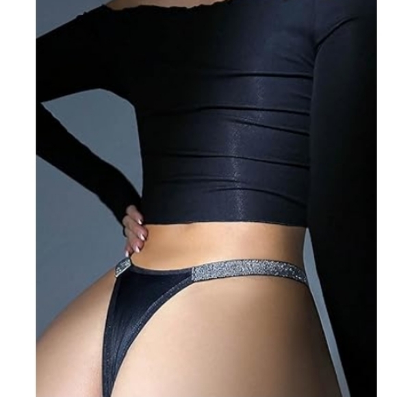 Women's Sexy Cut Hollow Lace Exotic Sheer Thongs Underwear Panties Black - Picture 4 of 6